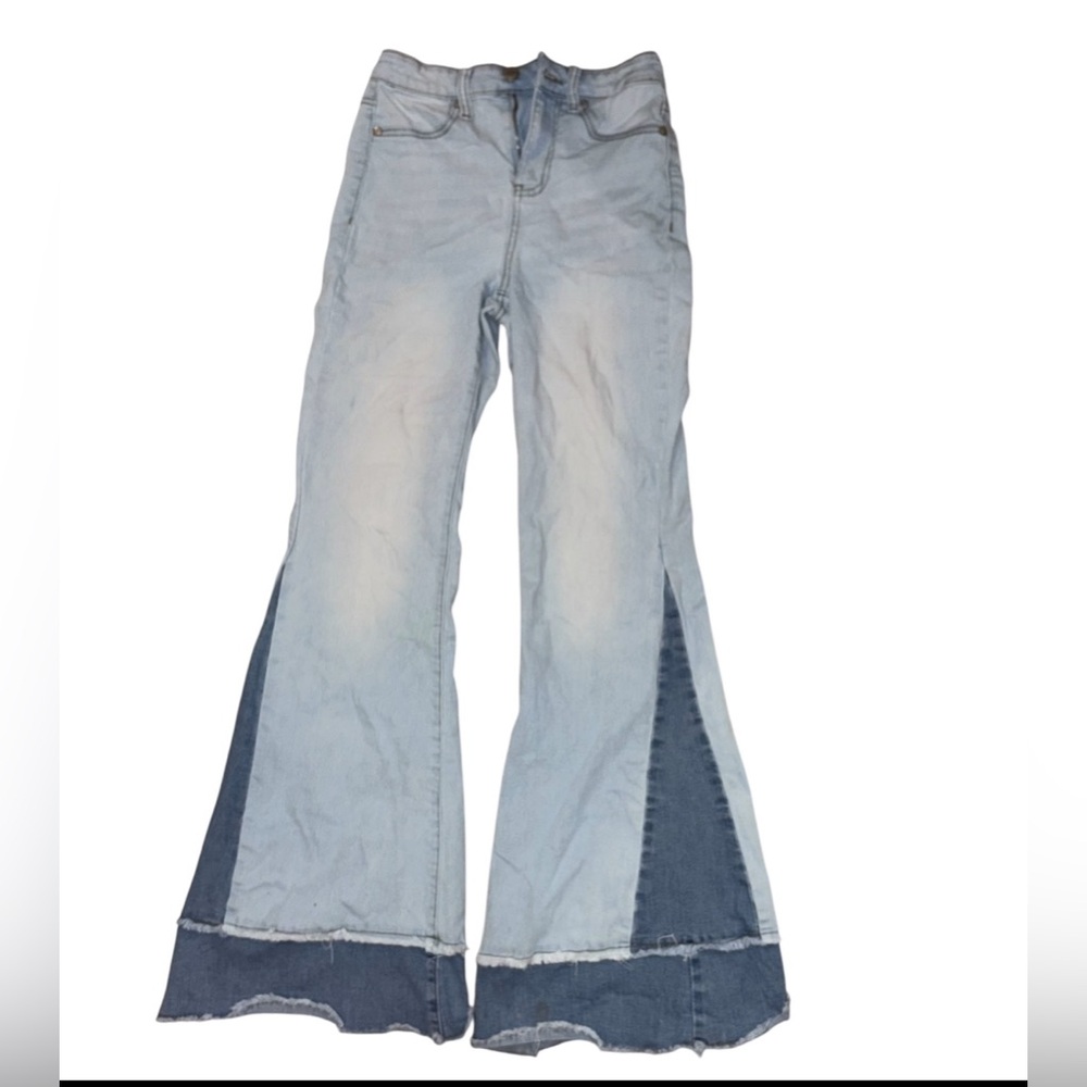Altar'd State Light and Dark Blue Flare Jeans